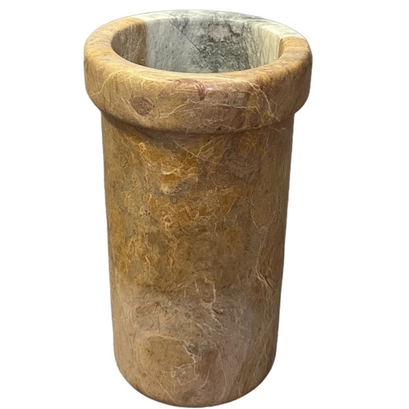 Vintage Neutral Onyx Marble Vase Neutral Cream, Brown And Tan 9" Tall - Picture 1 of 10